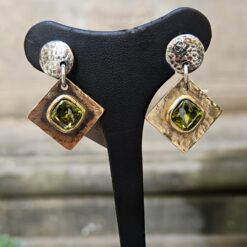Orecchini Rombo Verde in Argento e Bronzo