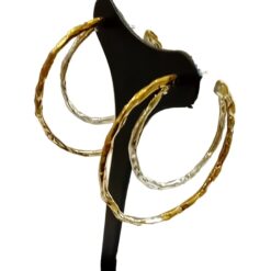 Orecchini Ursumando doppio Cerchio Argento Bronzo Lavorati a mano OR741B