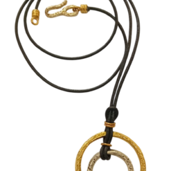 Ursumando Collana doppio cerchio Argento e Bronzo Lav.Artigianale CD259